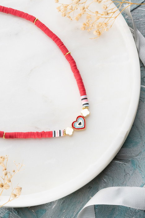 Heliophilia Silver Collar Multicolor KL-0873 con Colgante de Corazón